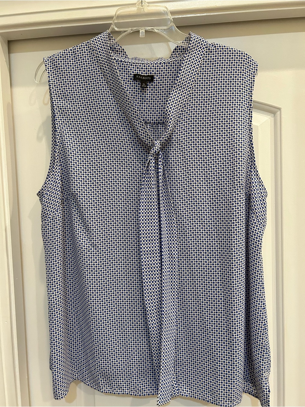 Talbots Navy Dot Sleeveless Tie-Neck Camisole